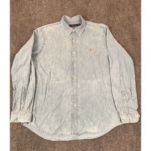 Polo Ralph Lauren Mens Classic Fit Chambray Oxford Button Down Blue Shirt SizeXL